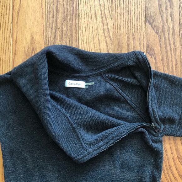 Calvin Klein Short Sleeve Cowl Neck Dark Gray Sweater Dress Women’s Size Small - Picture 5 of 12